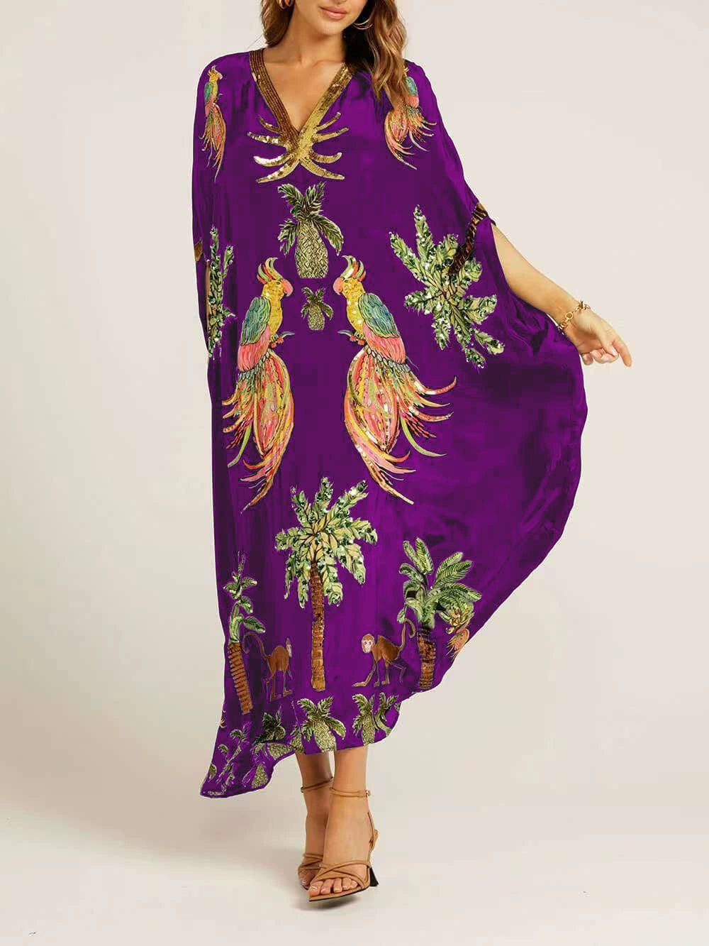 V-neck Printed Loose Fashion Dress