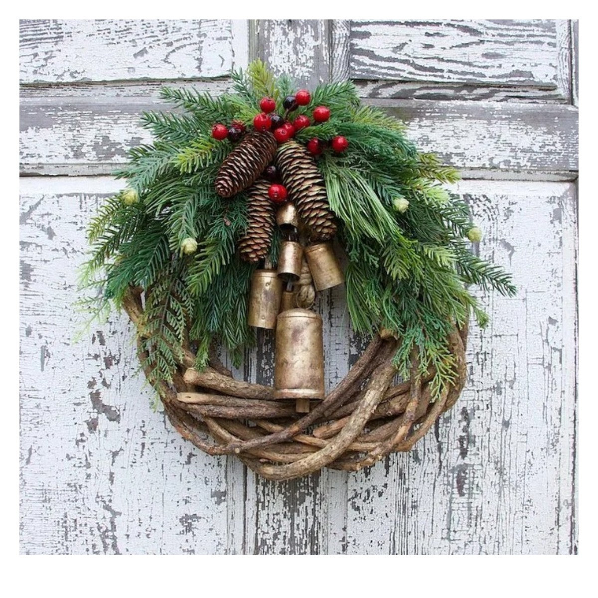 🔥Hot Sale🔥Farmhouse Christmas Wreath, Boho Wreath, Holiday Wreath