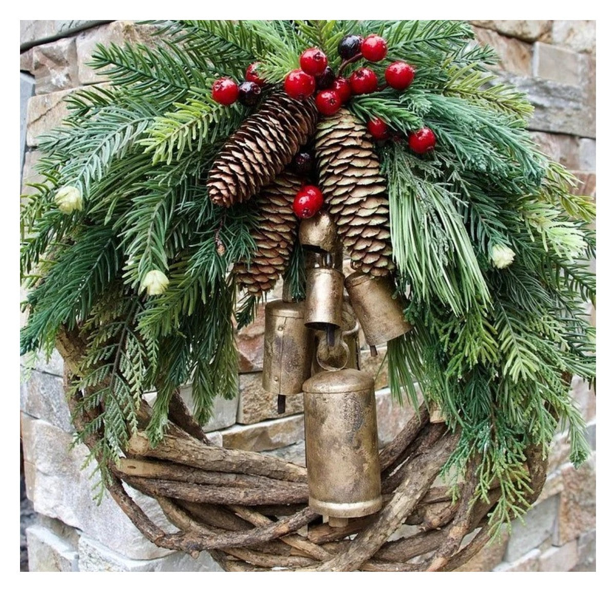 🔥Hot Sale🔥Farmhouse Christmas Wreath, Boho Wreath, Holiday Wreath