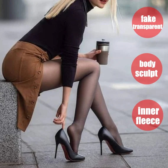 🔥Hot Sale🔥Flawless Legs Fake Translucent Warm Plush Lined Elastic Tights