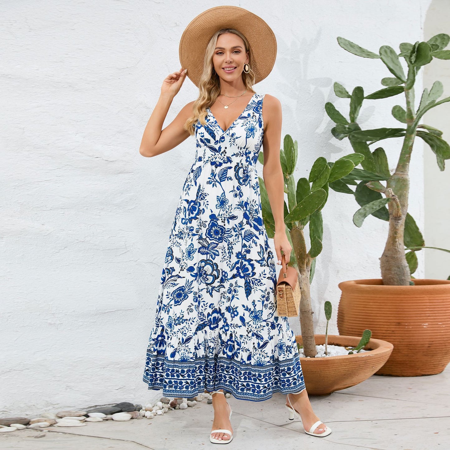 🔥Huge Sale 53% OFF🔥Vintage Floral Print Summer Maxi Dress