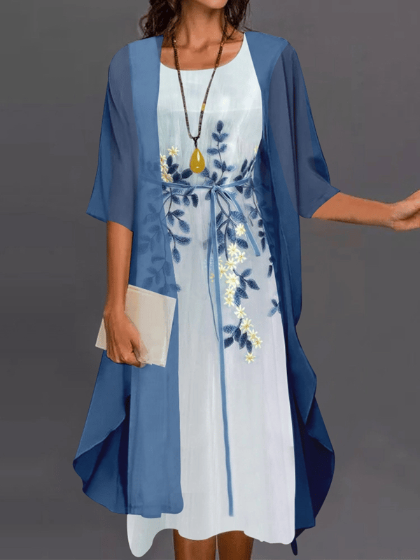 🔥LAST DAY 62% OFF🔥Lady Elegant Loose Chiffon Floral Dress Suits