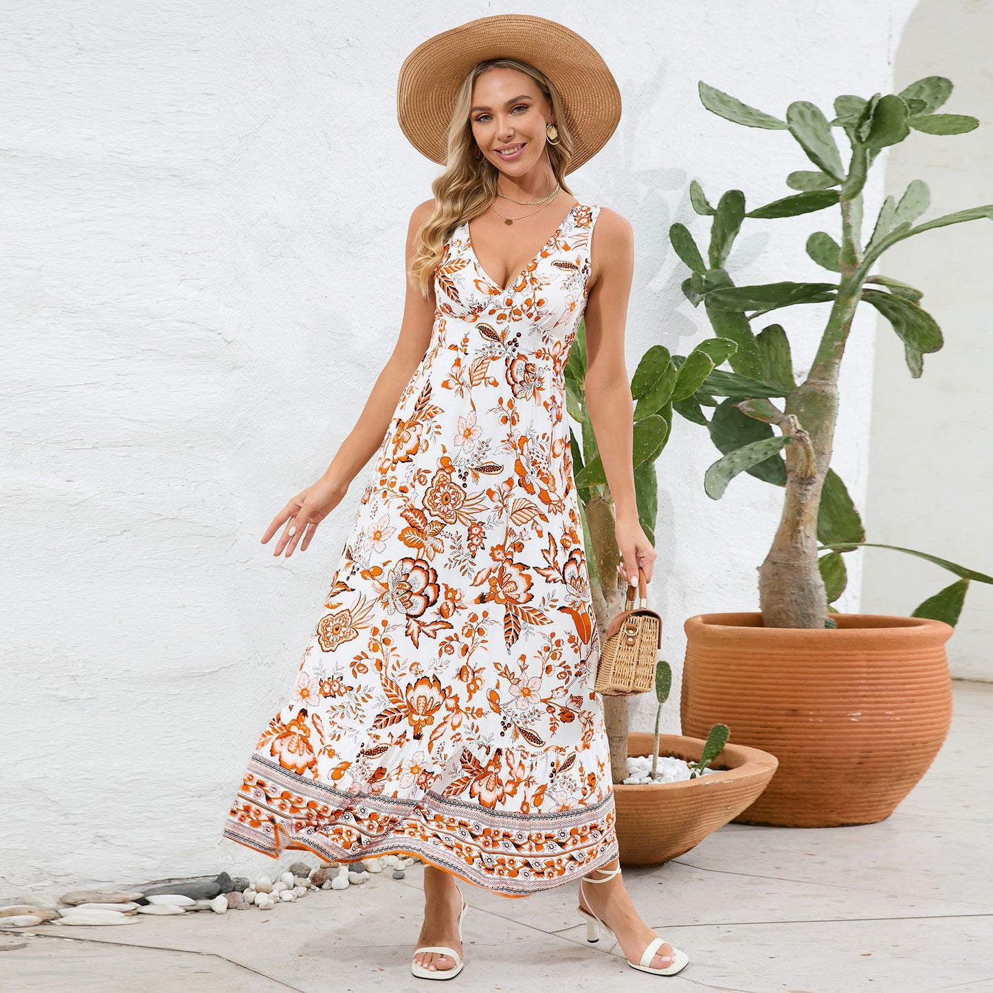 🔥Huge Sale 53% OFF🔥Vintage Floral Print Summer Maxi Dress