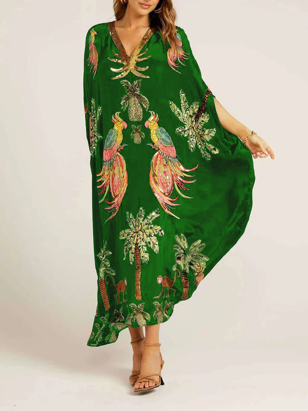 V-neck Printed Loose Fashion Dress