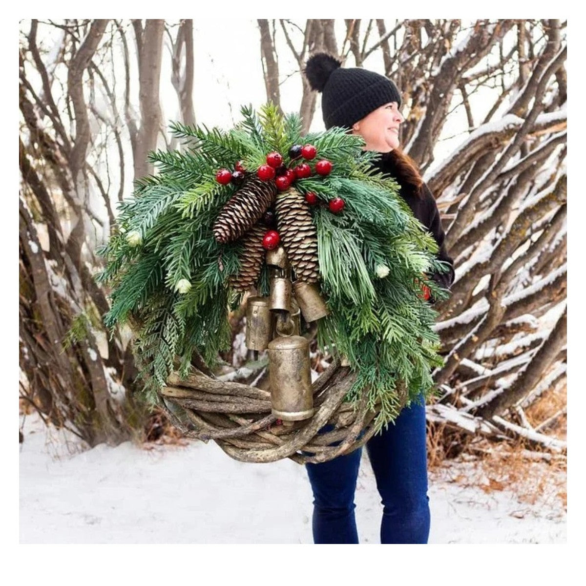 🔥Hot Sale🔥Farmhouse Christmas Wreath, Boho Wreath, Holiday Wreath