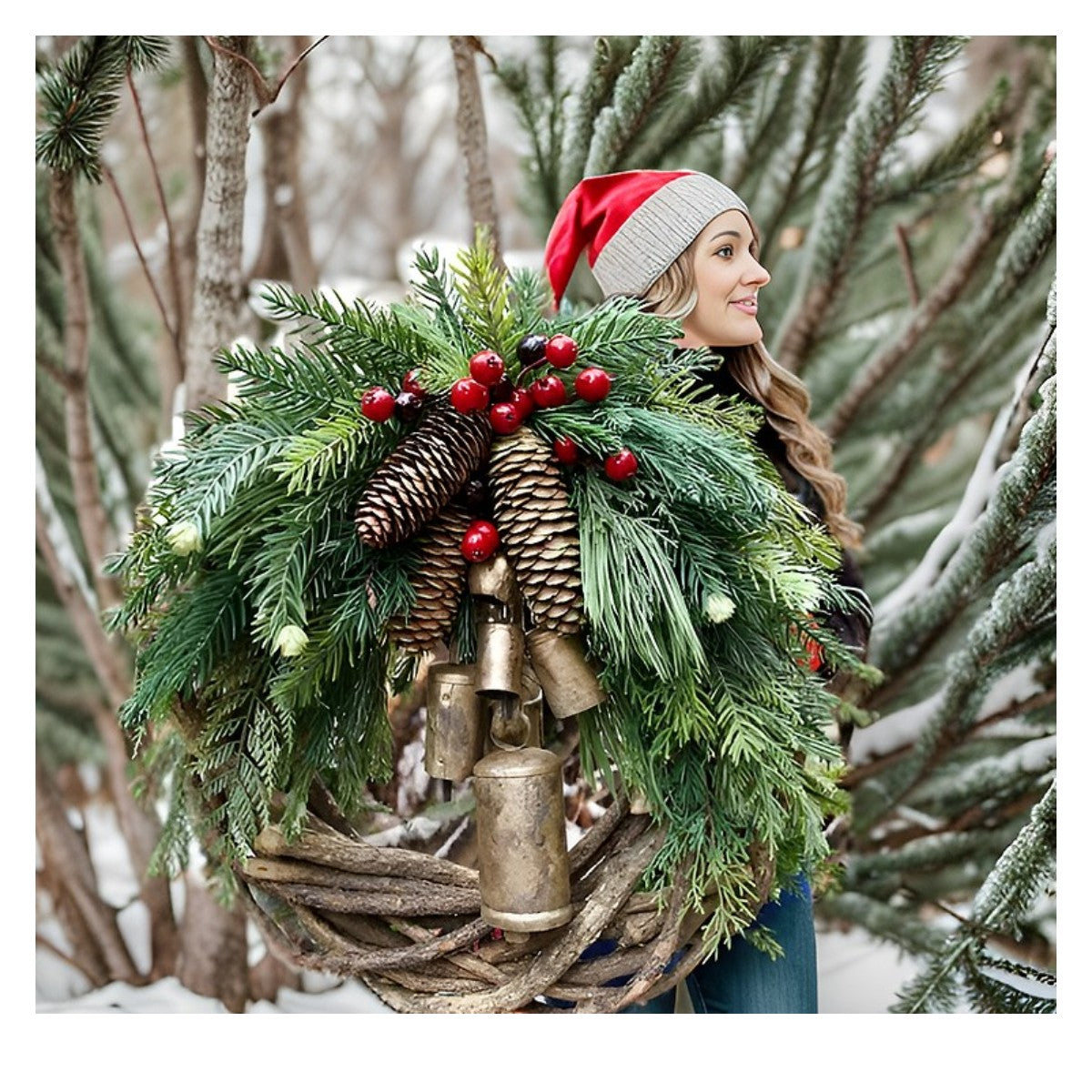 🔥Hot Sale🔥Farmhouse Christmas Wreath, Boho Wreath, Holiday Wreath