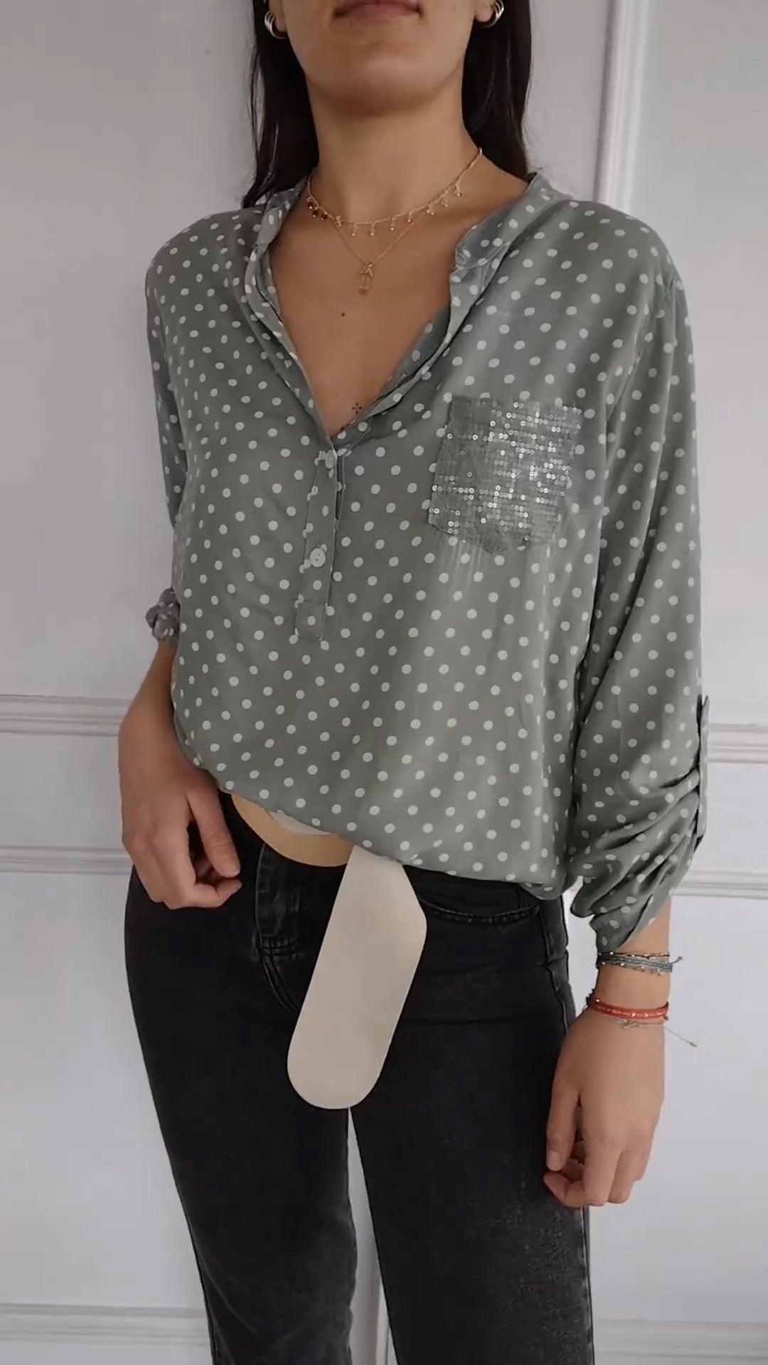 Women's V-neck Polka Dot Sequined Casual Shirt (Buy 2 Free Shipping)