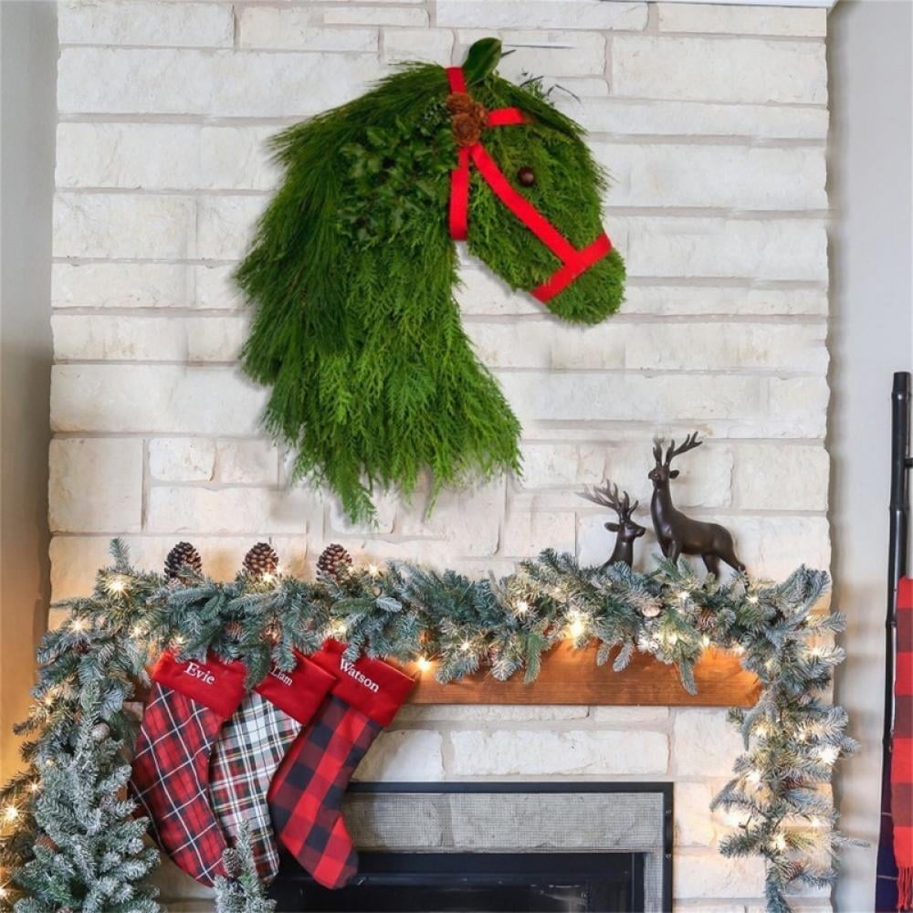 🔥Hot sale🔥Winter Wreath Farmhouses Horse Head Christmas Wreath