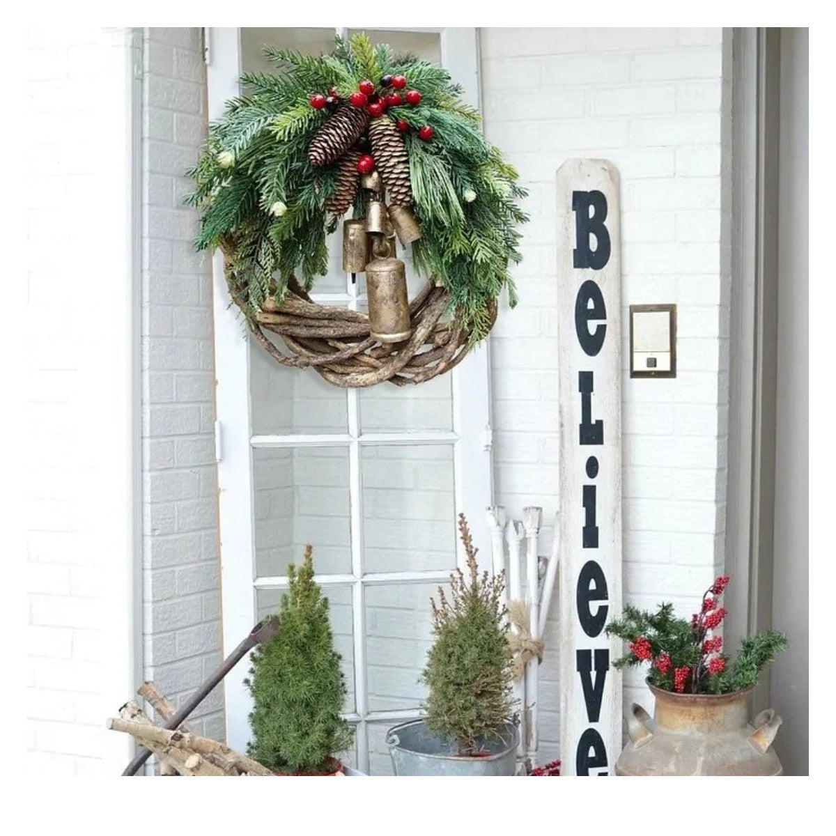 🔥Hot Sale🔥Farmhouse Christmas Wreath, Boho Wreath, Holiday Wreath