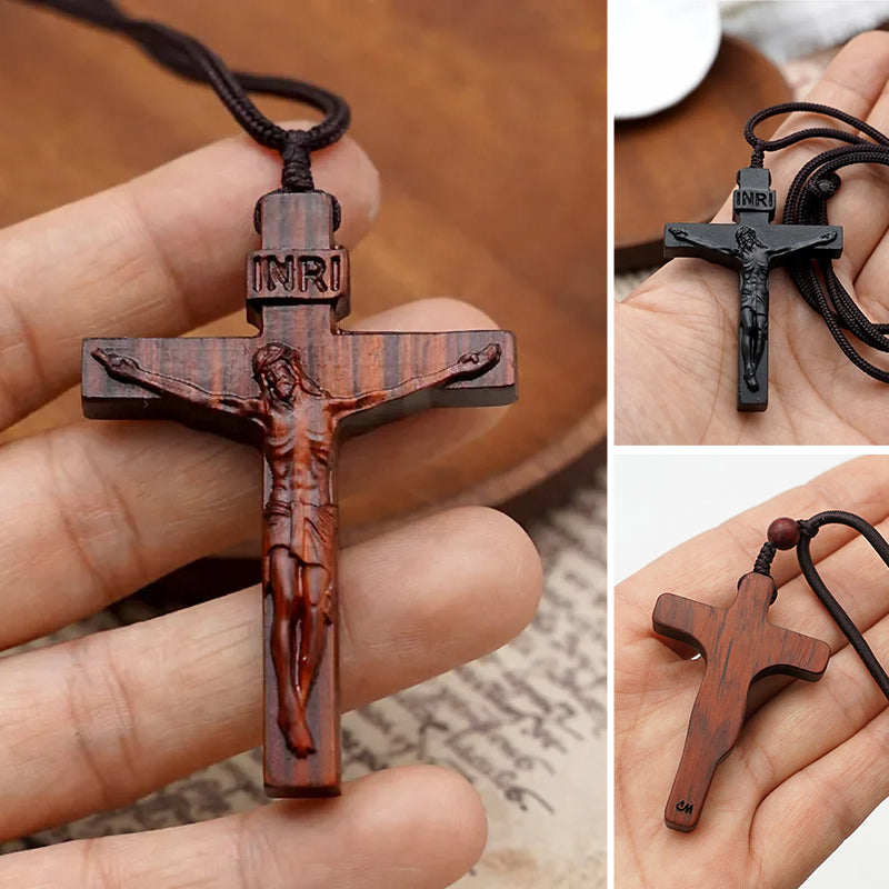 🔥Hot Sale🔥Jesus Cross Wooden Necklace