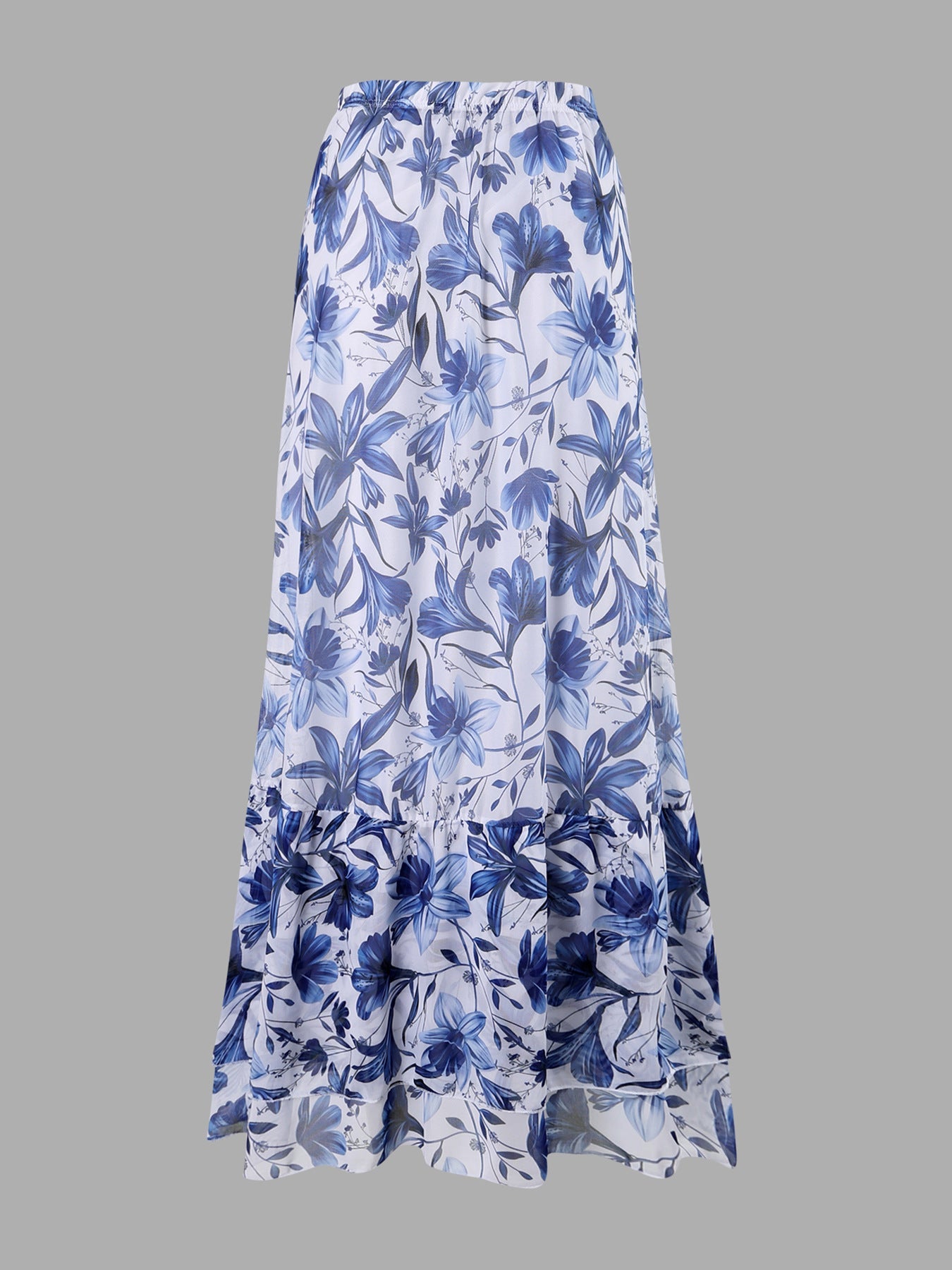 lusailstore - blue and white porcelain swimsuit wrap skirt suits
