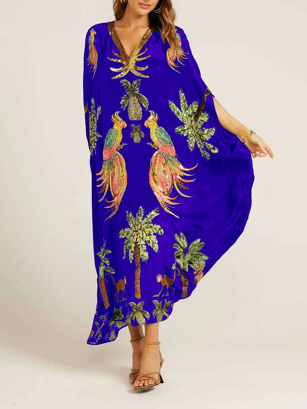 V-neck Printed Loose Fashion Dress
