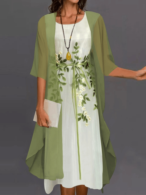 🔥LAST DAY 62% OFF🔥Lady Elegant Loose Chiffon Floral Dress Suits