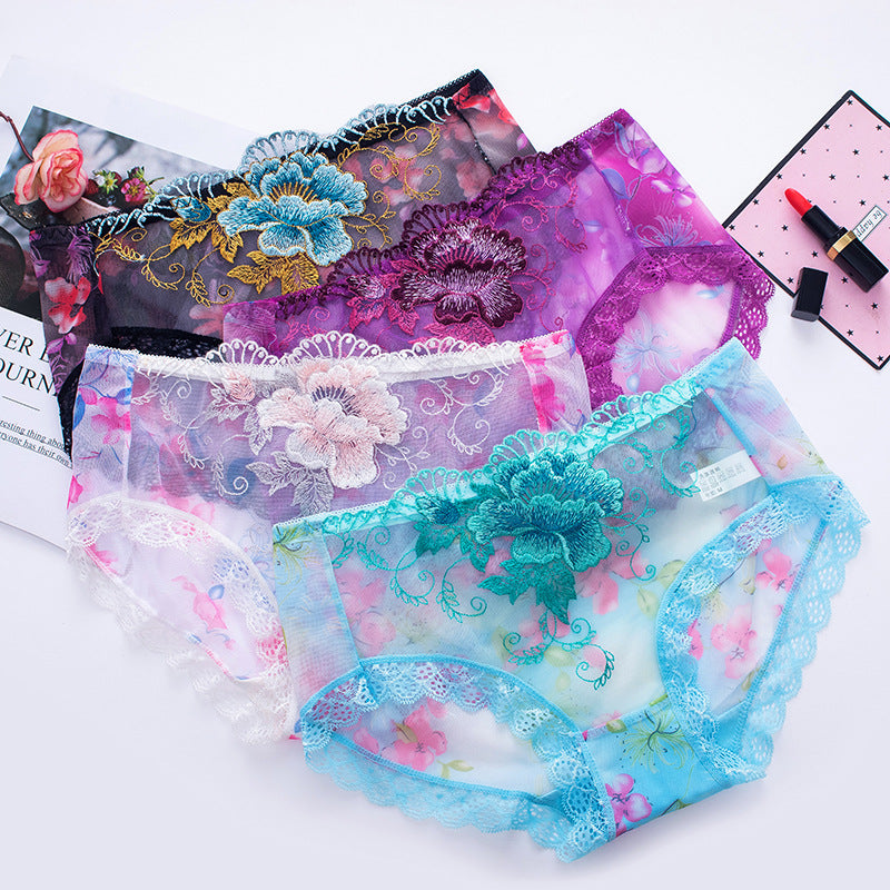 Hellohobot - Antibacterial cotton panty with lace embroidery