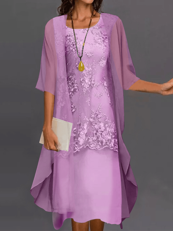 🔥LAST DAY 62% OFF🔥Lady Elegant Loose Chiffon Floral Dress Suits
