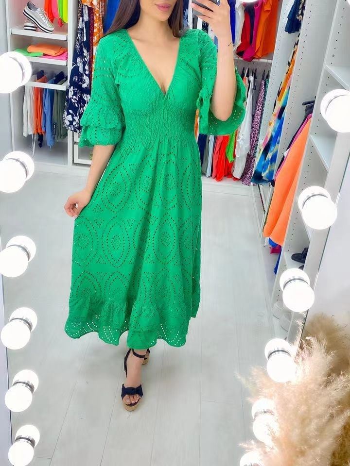 🔥Limited time hot sale🔥Embroidered ruffle sleeve midi skirt