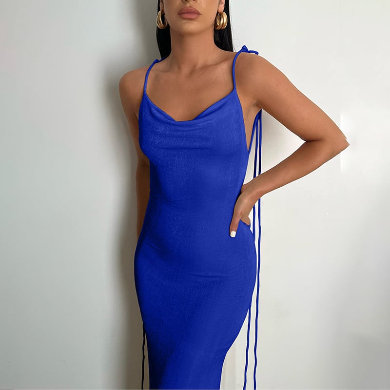 🌟 Fashion halter sexy backless slim package hip temperament dress