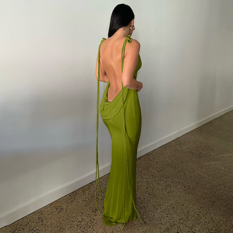 🌟 Fashion halter sexy backless slim package hip temperament dress