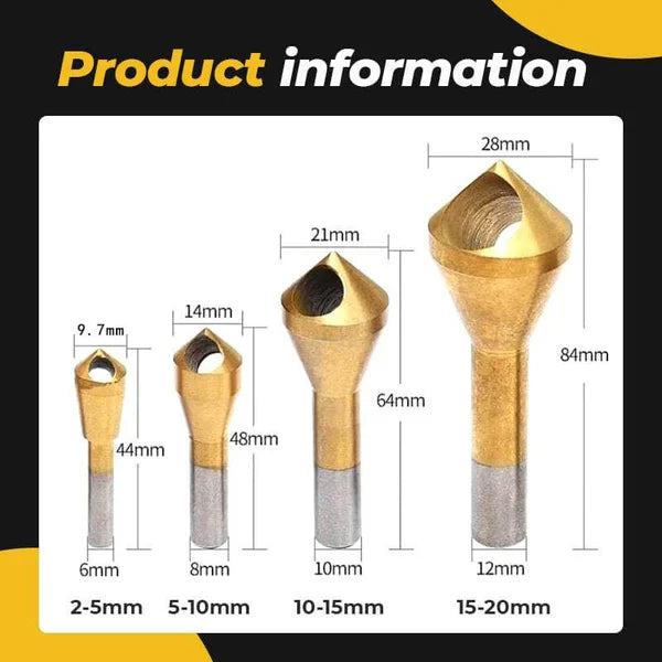 🛠️Titanium Coated Countersink Chamfer Tool(4 PCS)🛠️