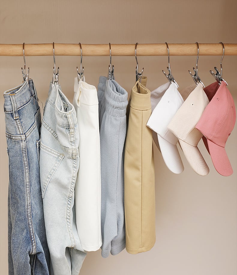 💥Hot Sale- 49% OFF💥Anti-rust Clip Space-saving Clothespin Hat Pants Storage Hanging Travel Hook