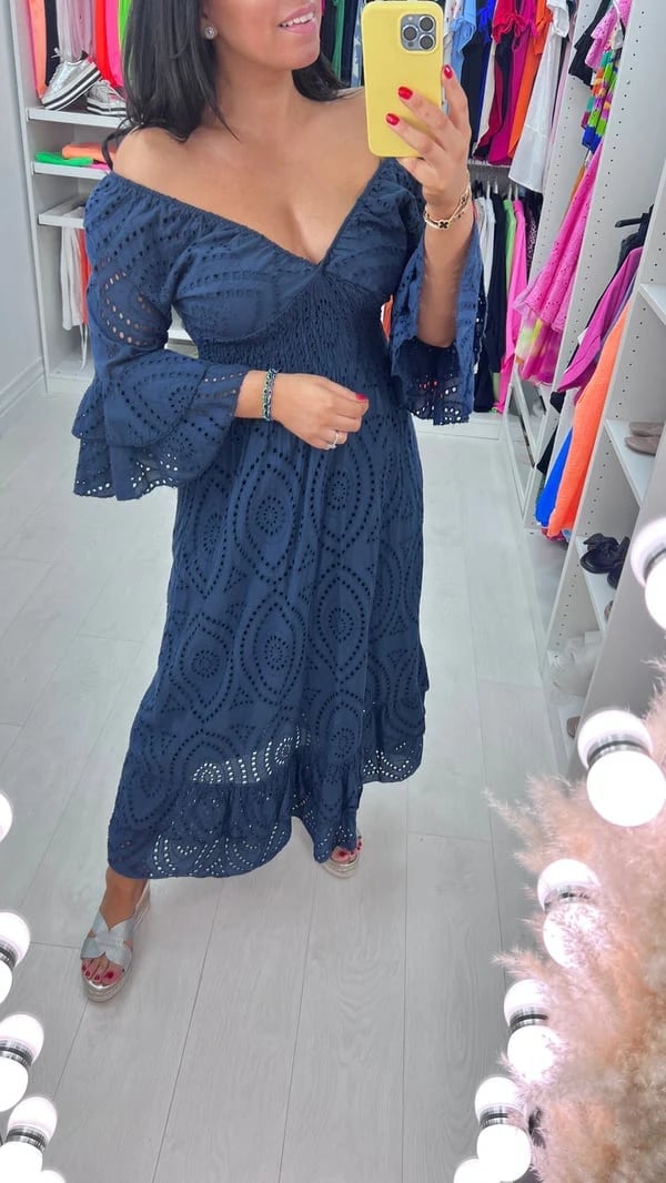 🔥Limited time hot sale🔥Embroidered ruffle sleeve midi skirt