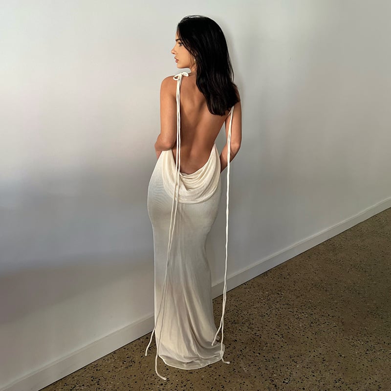 🌟 Fashion halter sexy backless slim package hip temperament dress