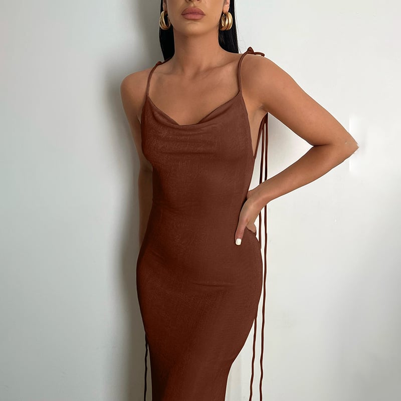 🌟 Fashion halter sexy backless slim package hip temperament dress