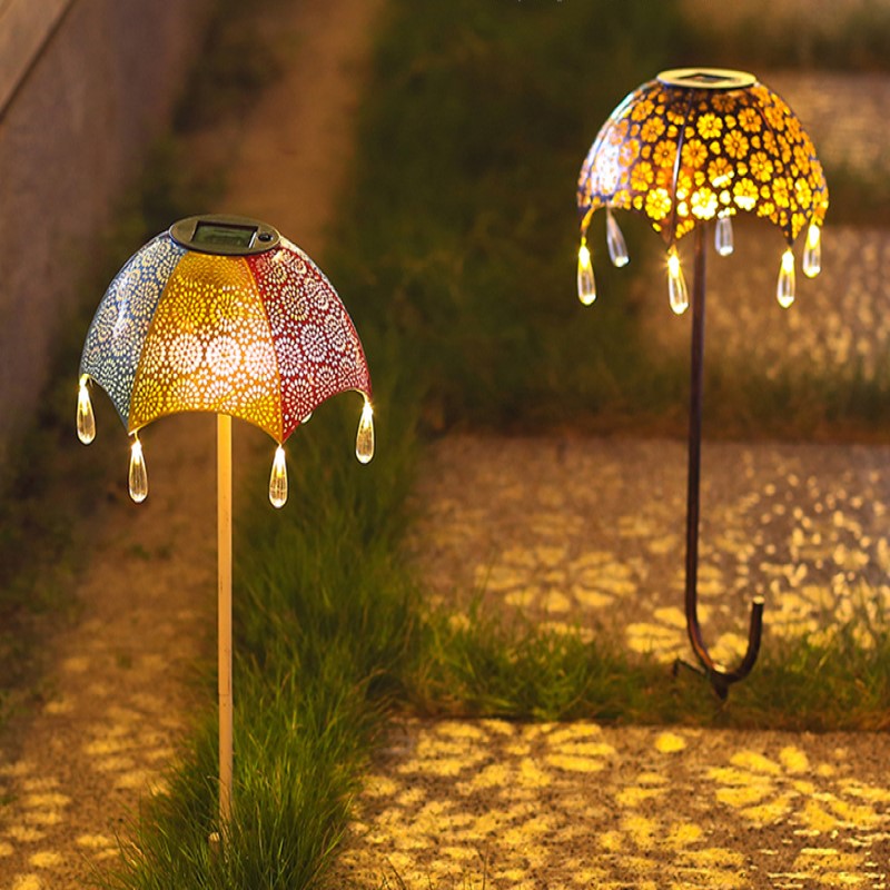 Solar garden spotlights, outdoor vintage metal umbrella lights, waterproof lights, decorative lights