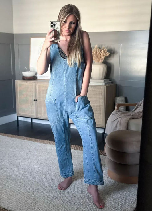 🔥Hot sale🔥Denim Jumpsuit With Pockets