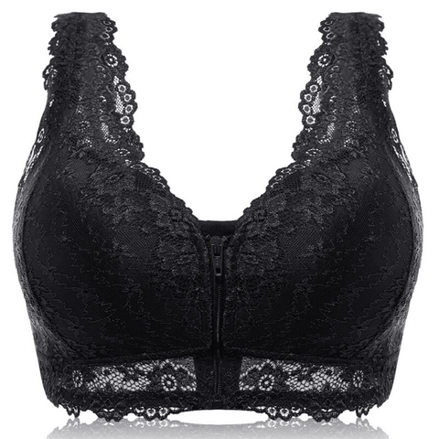 Hellohobot - Wireless lace front zip bra