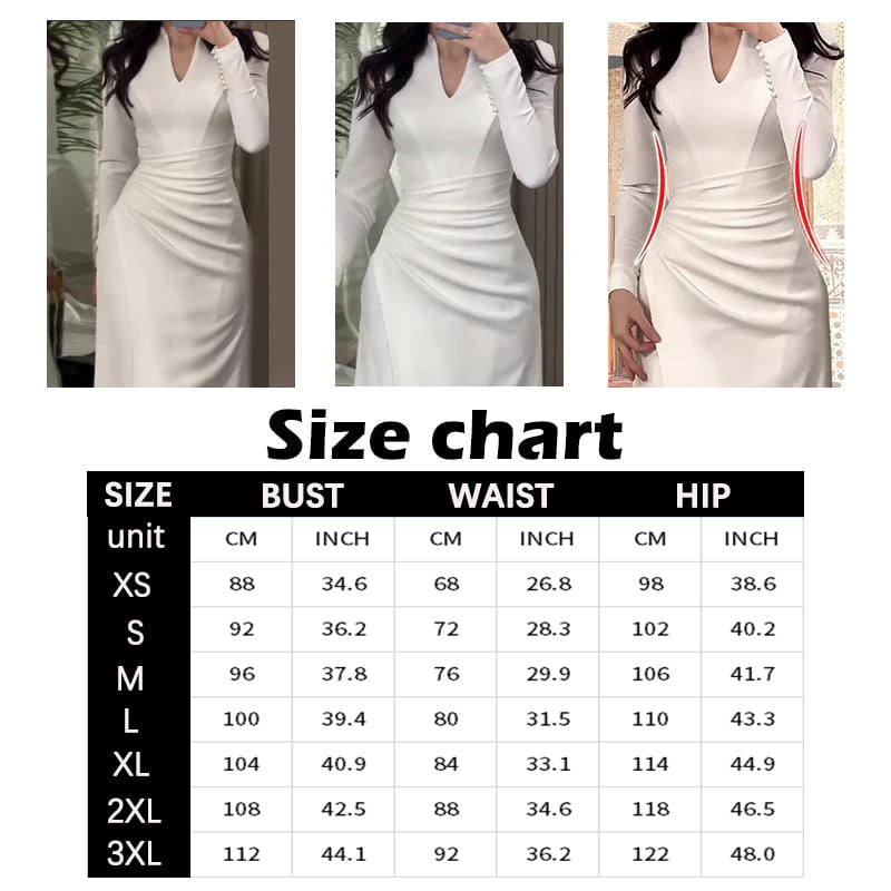 Hellohobot - Graceful Slim Long-sleeve Pleated Dress