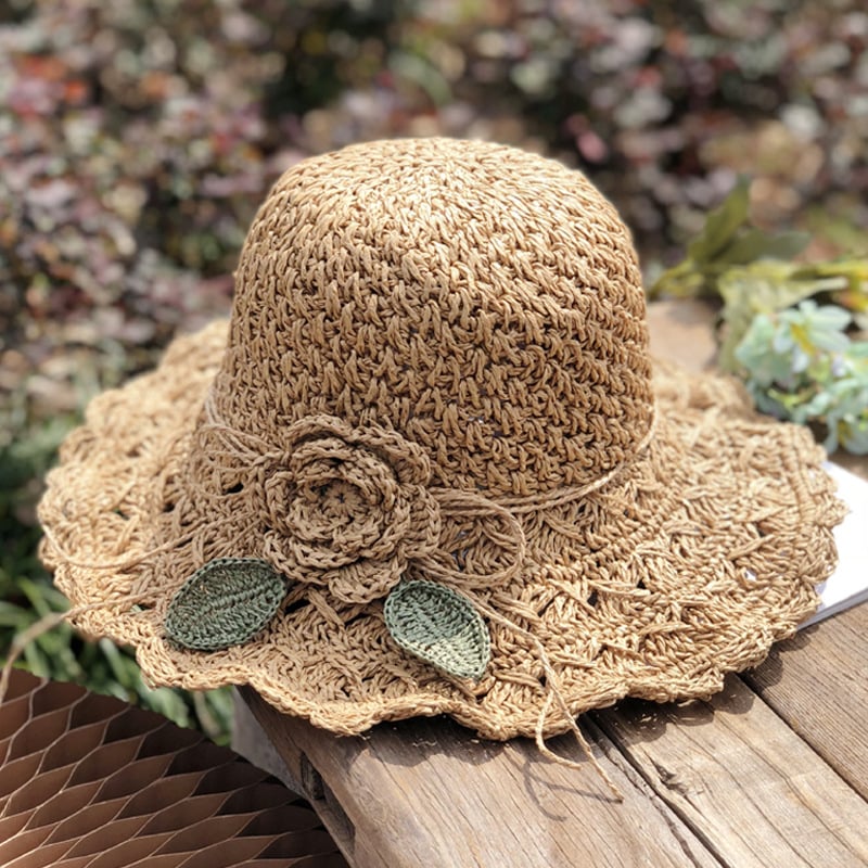 🔥Hot Sale 49% OFF✨ Elegant Crochet Straw Hat with Ruffle - Foldable Sun Hat