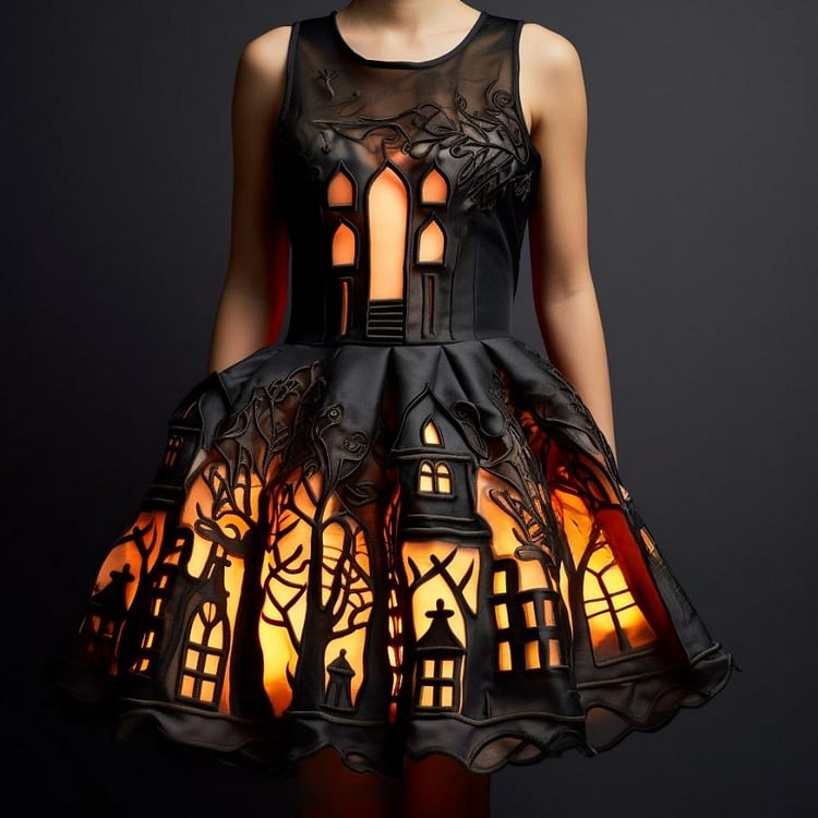 These stunning Halloween Silhouette Dresses Will Light Up Your Spooky Season!(Glow is a picture effect)