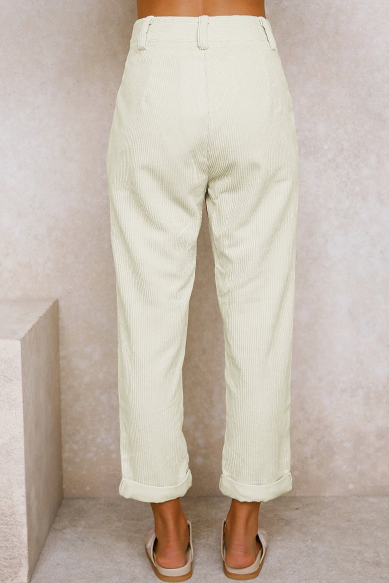 Hellohobot - Mid Rise Button Zipper Side Pocket Corduroy Casual Pants