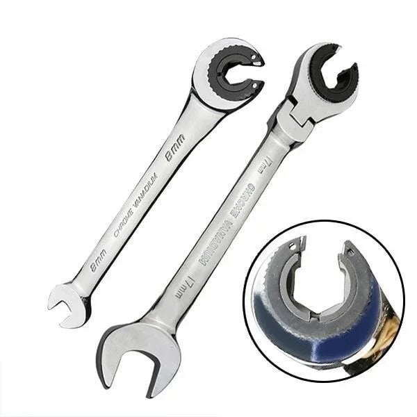 Hellohobot - Open Tubing Ratchet Wrench (Fixed Head-Flexible Head 2 IN 1)