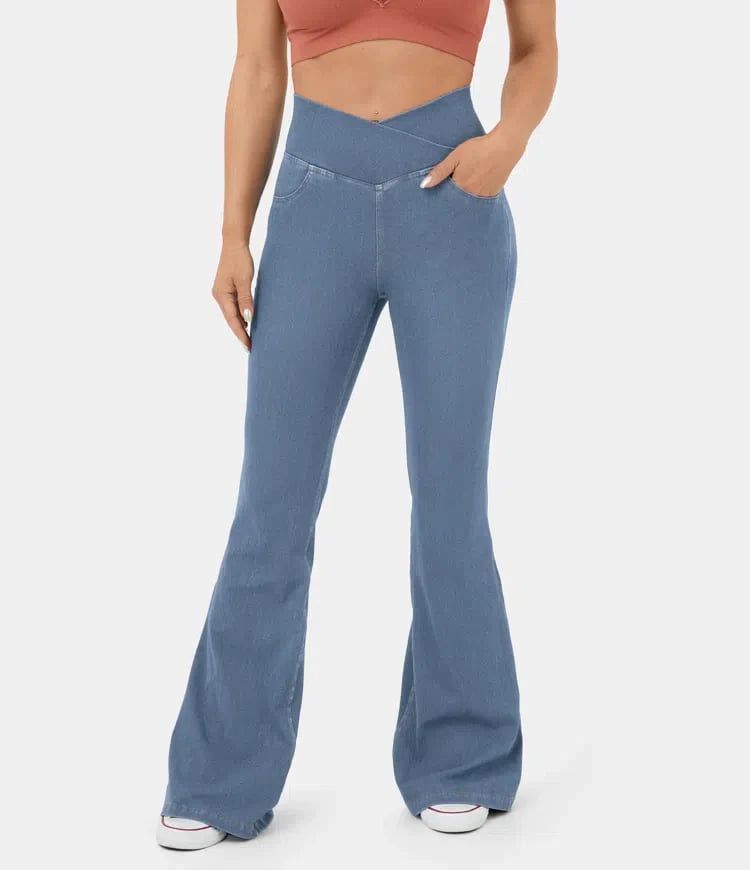 🔥Huge Sale 62% OFF🎁Stretchy Denim High Waisted Crossover Flare Pants