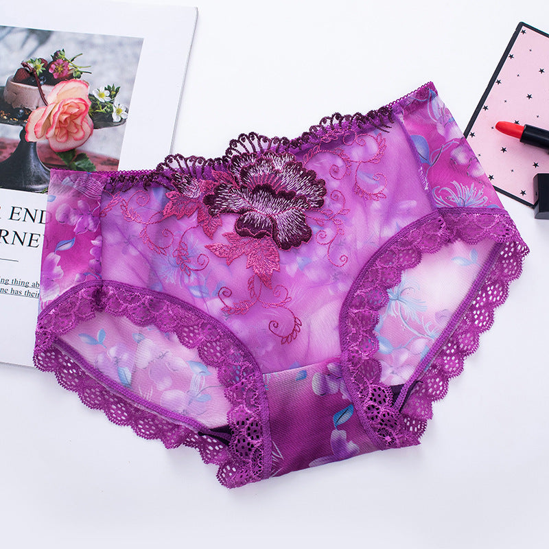 Hellohobot - Antibacterial cotton panty with lace embroidery