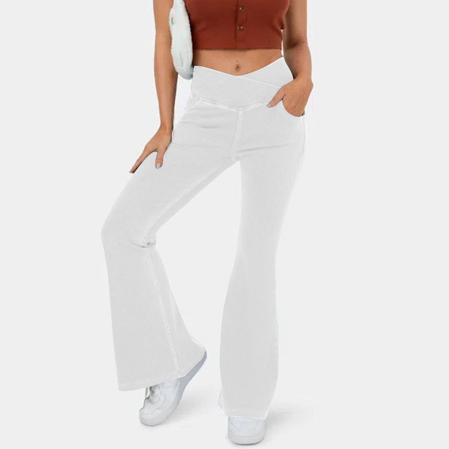 🔥Huge Sale 62% OFF🎁Stretchy Denim High Waisted Crossover Flare Pants