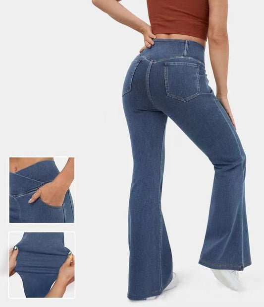 🔥Huge Sale 62% OFF🎁Stretchy Denim High Waisted Crossover Flare Pants