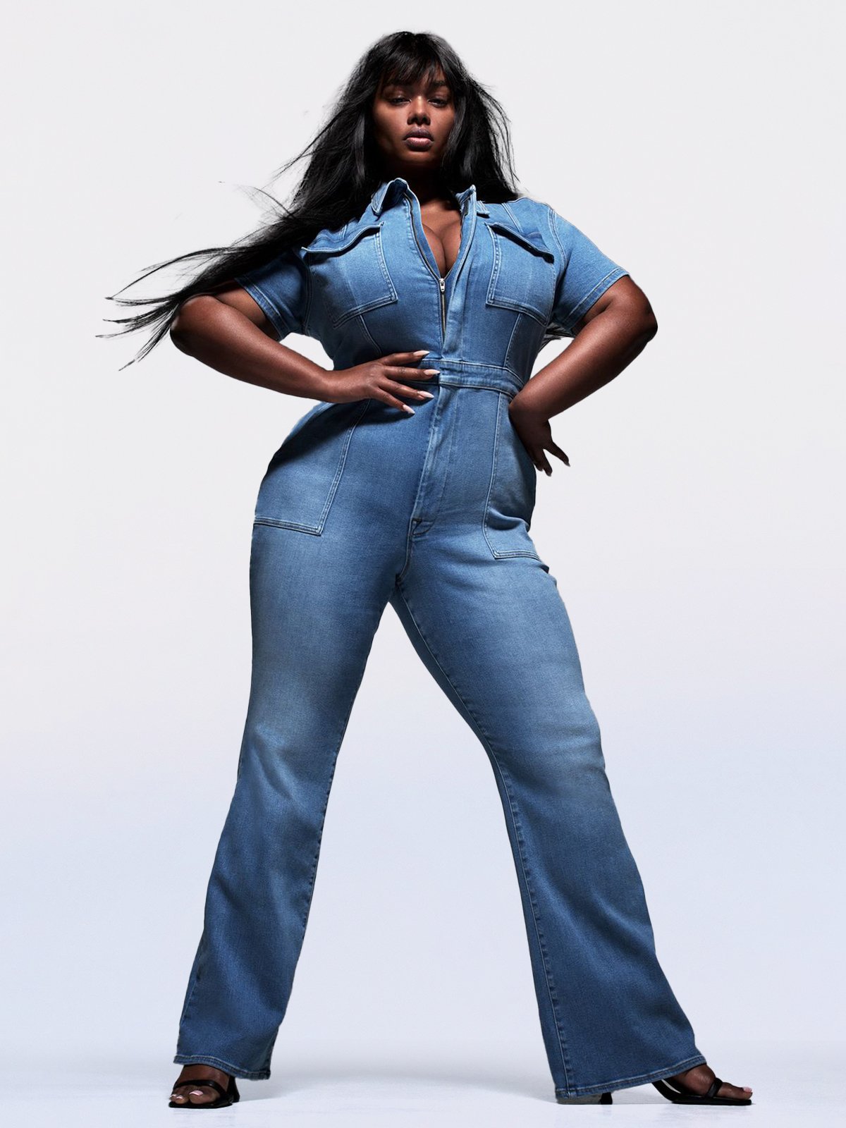 Hellohobot - Skinny Bootcut Denim Jumpsuit