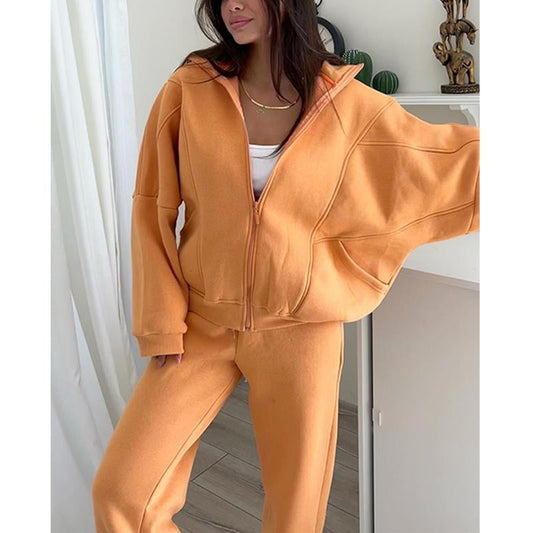 🔥Hot sale🔥Triple Threaded High-Neck Casual Sportswear 2-piece set