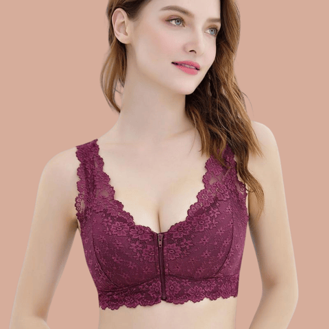 Hellohobot - Wireless lace front zip bra