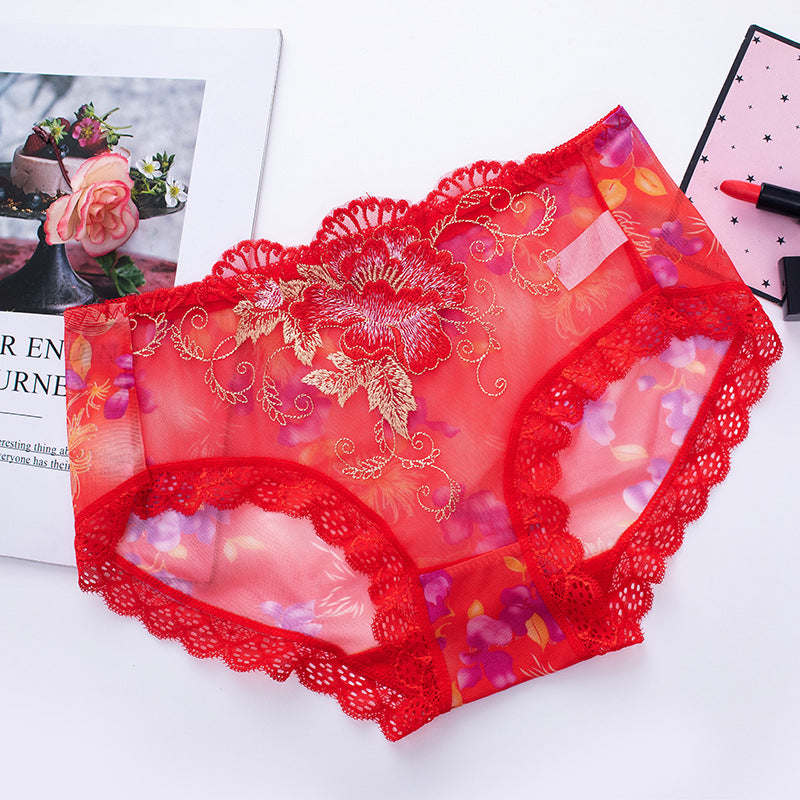 Hellohobot - Antibacterial cotton panty with lace embroidery