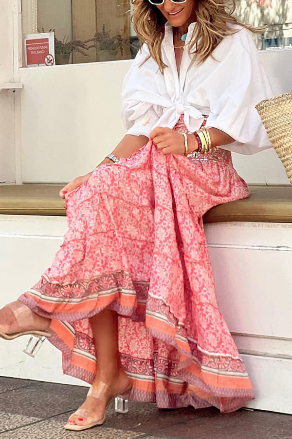 🔥Hot Sale 49% OFF🔥Bohemian paneled floral maxi skirt