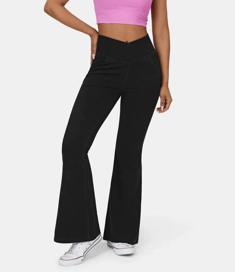 🔥Huge Sale 62% OFF🎁Stretchy Denim High Waisted Crossover Flare Pants