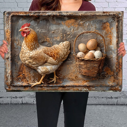 🔥Hot Sale🔥Vintage Chicken & Fresh Eggs Metal Sign - Rustic Wall Decor