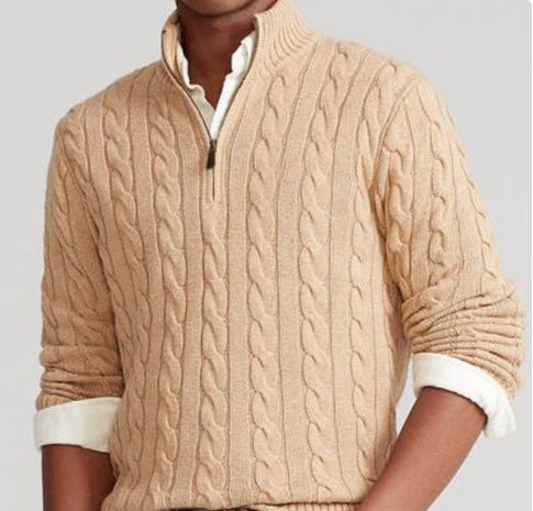 Hellohobot - Men's Half Zip Knit Sweater