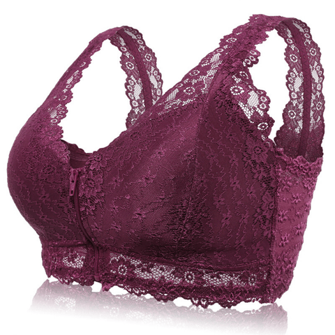 Hellohobot - Wireless lace front zip bra