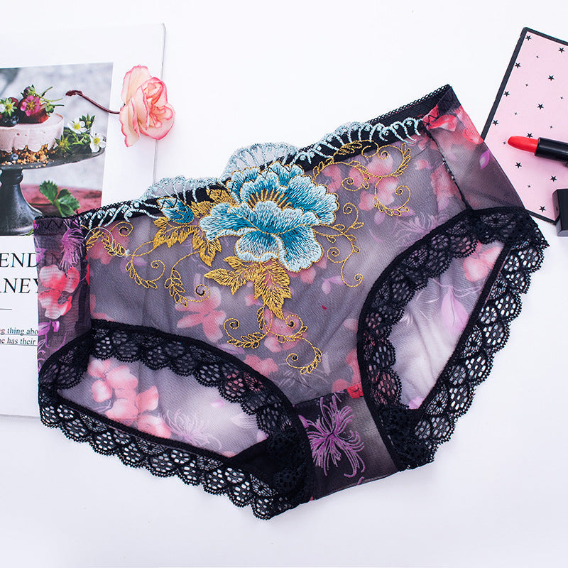 Hellohobot - Antibacterial cotton panty with lace embroidery