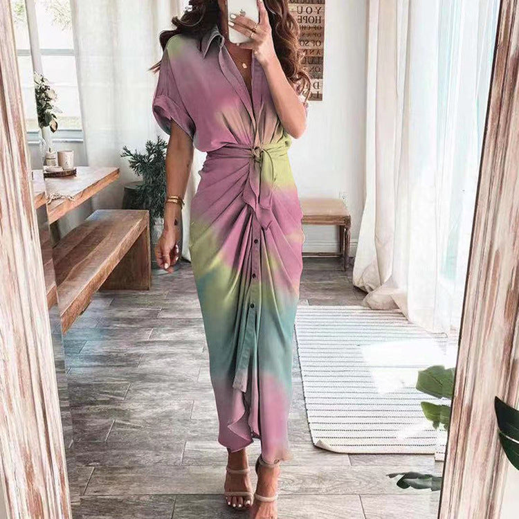 🌷Limited Time Offer 49% OFF🌷 Women Satin Button Shirt Dress